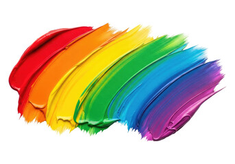 Obraz premium A Colorful Brush Stroke with a Rainbow Gradient, Cut Out, Clipping Path, Isolated on a Transparent PNG Background.