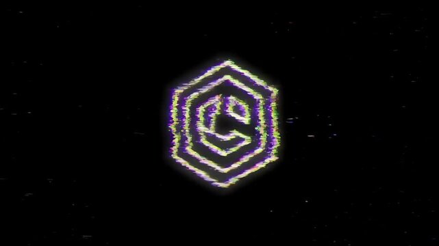 4k video logo placeholder and overlay digital glitch hexagonal reveal animation