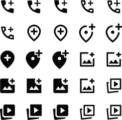 phone, location, photos and video player icon collection