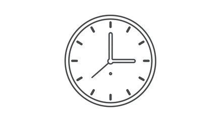 Simple Black and White Analog Clock Showing Three OClock.
