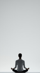 Meditation practice indoor studio photography minimalist setting rear view everyday lifestyle focus