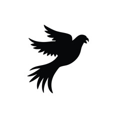 Obraz premium Black silhouette of a bird in flight flying wings
