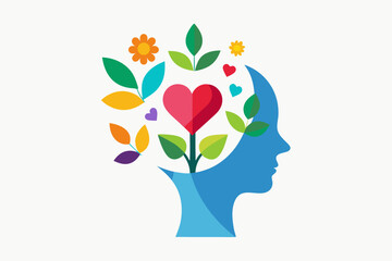 human head with flowers