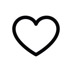 A black empty heart shape. Editable stroke. Vector icon illustration