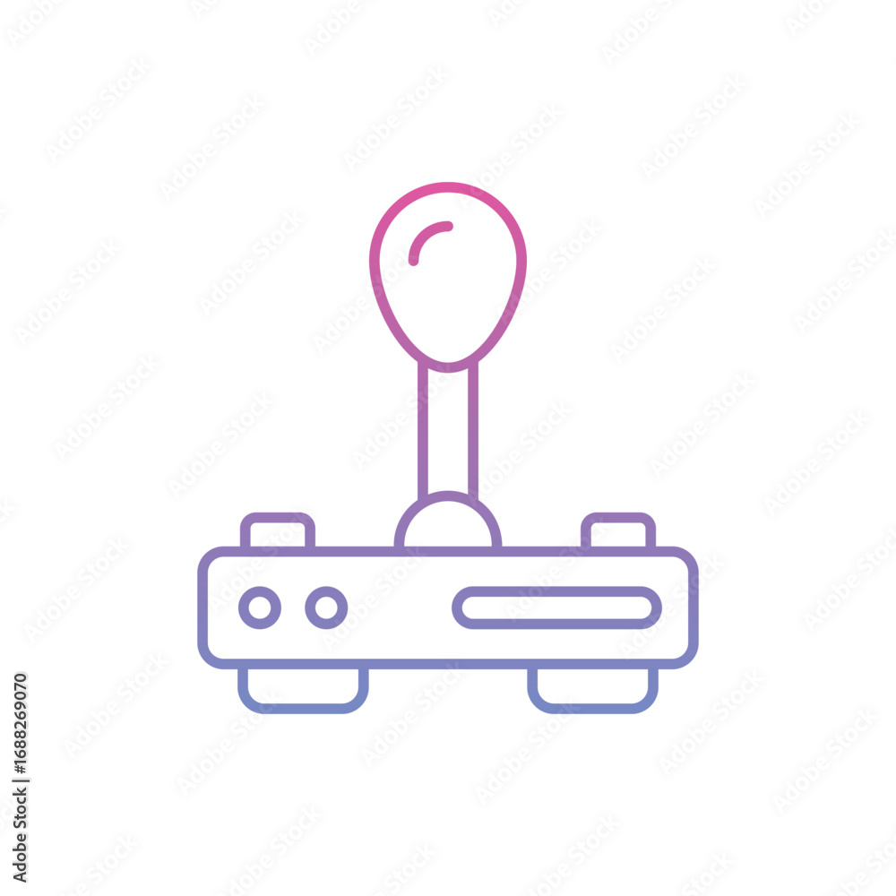 Aufkleber a joysticklike device sits atop a rectangular base with two circular buttons. editable stroke. vecto
