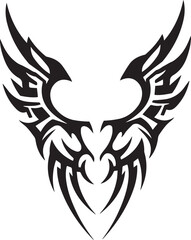Tribal Style Abstract Wings Design Black Silhouette on White Background vector illustration