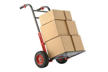 Heavy duty hand truck with cardboard boxes for warehouse and industrial material handling needs