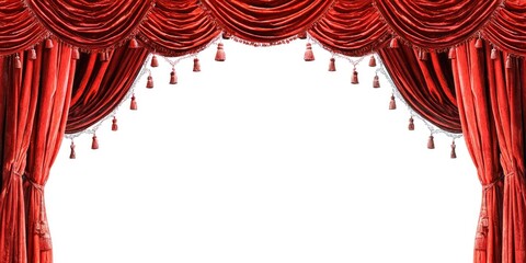 Rich red velvet theater curtains with ornate tassels
