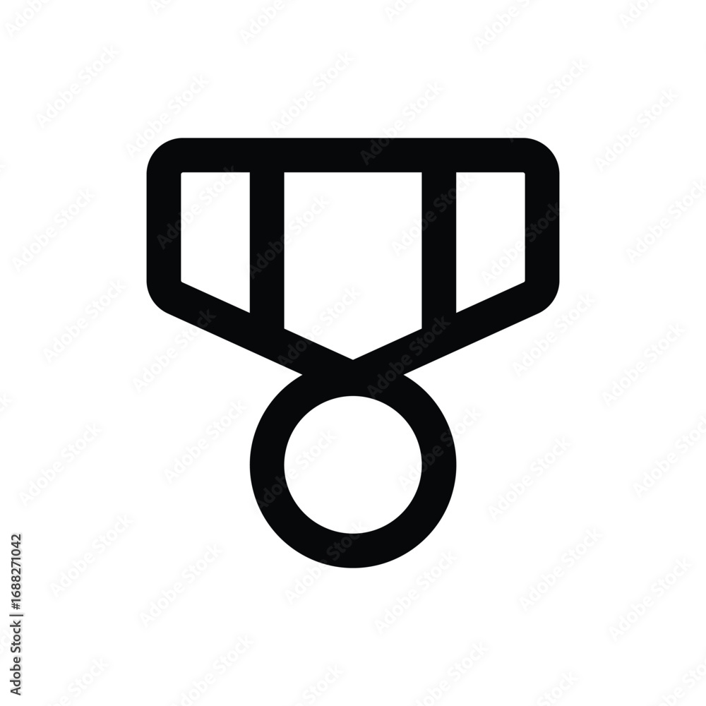 Poster a simple blacklined drawing of a medal with a circular pendant and three rectangular shapes attached