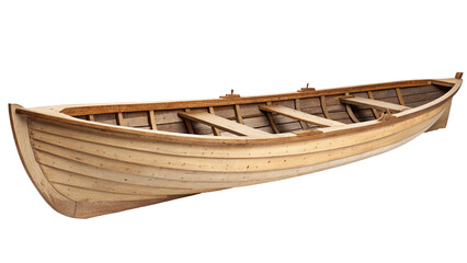 Wooden rowing boat isolated on black background showcasing craftsmanship and timeless design artistry