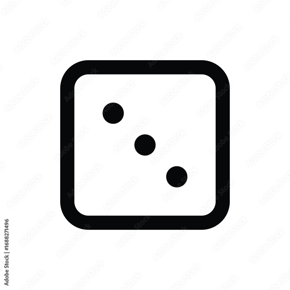 Aufkleber a square dice with three black dots arranged diagonally from upper left to lower right. editable str