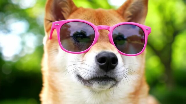 Cool Dog Shiba Inu Chillin' in Pink Sunglasses