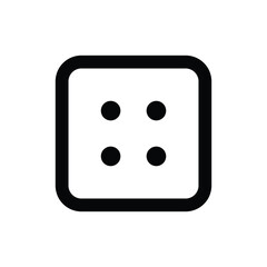 Black die icon with four dots The die has rounded corners. Editable stroke. Vector icon illustration