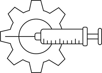 gear icon and injection icon with white background