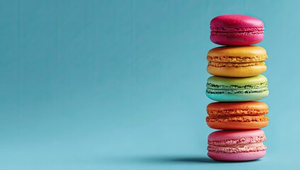 Colorful macarons stacked vertically