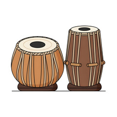 Two Traditional Indian Tabla Drums Brown and Beige.