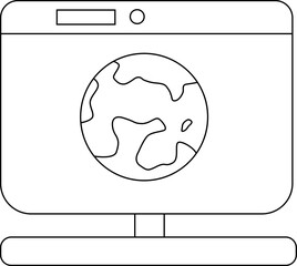 laptop monitor icon and earth icon with white background