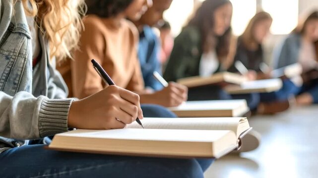 Diverse group taking notes - Powered by Adobe