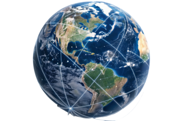 Global connectivity concept depicted by digital earth network with interconnected communications