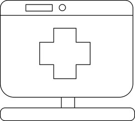 Obraz premium laptop monitor icon and medical icon with white background