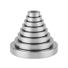 Achieve peak strength with this stacked set of gleaming weight plates, perfect for any gym or home workout.