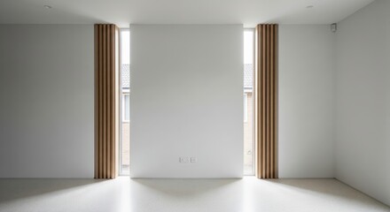 Obraz premium Double-Slit Living Room with Timber Rhythm and 50% White