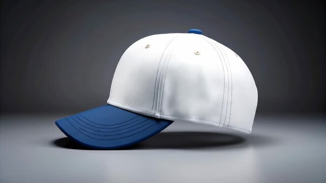 White baseball cap with navy blue visor