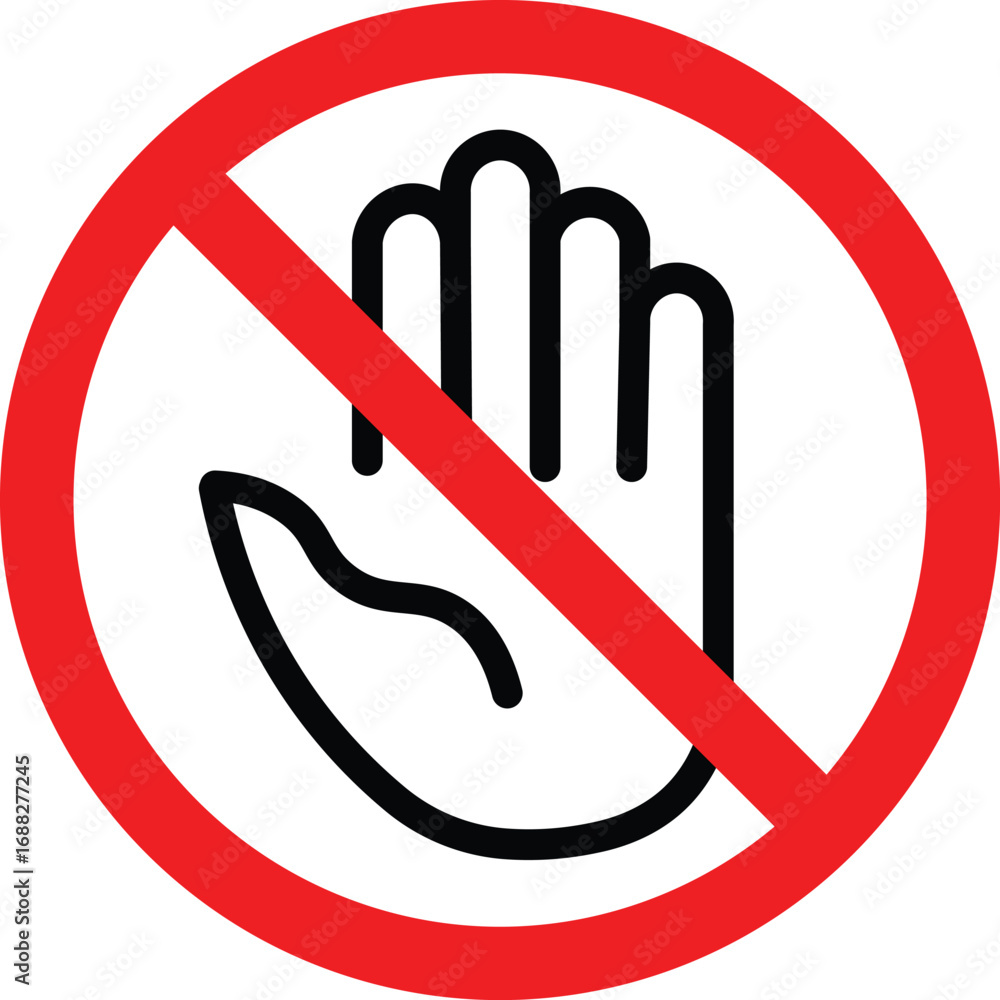 Canvas Prints red stop hand block octagon sign or adblock or do not enter or forbidden icon. red and black stop si