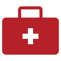 Obraz premium A simple bold red first aid kit icon with a white cross prominently displayed on its front representing emergency medical care and preparedness