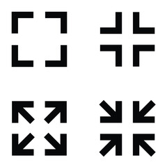 Full screen vector black icons. Set of full screen and exit full screen icon. Minimize Maximize Frame Logo © Icon Legend 