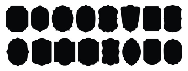Set of vintage label and badges shape collections. Vector illustration. Black template for patch, insignias, overlay.