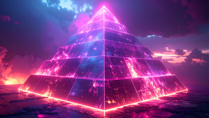 Conceptual art of a radiant glass pyramid, symbolizing the powerful structure and future of cryptocurrency technology
