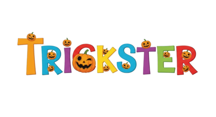 Colorful trickster halloween text on transparent background