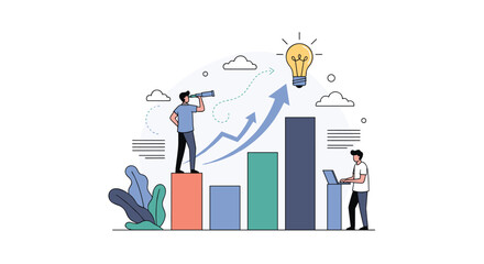Fototapeta premium Analyzing business growth and identifying future opportunities with a visionary approach