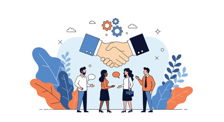 Successful business partnership agreement and collaboration between diverse professionals symbolizing growth and teamwork
