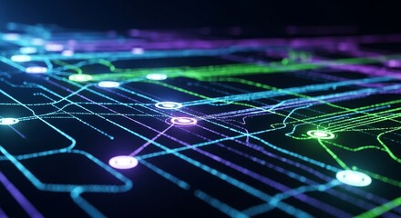 Dynamic network connections glow with vibrant colors for modern technology background designs and futuristic concepts