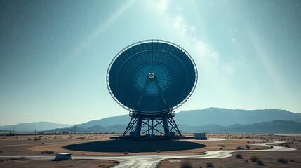Unveiling the cosmos a giant satellite dish listens for distant signals on transparent background