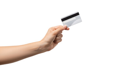 Holding a Credit Card on White Background for Financial Transactions
