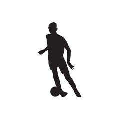 Soccer dribble silhouette. Solo player dribbling the ball, stylish vector for marketing and web.