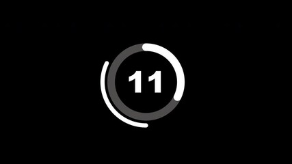 15 second countdown loading circle on black background suitable for animations. Perfect for video intros, presentations, and digital projects. - Powered by Adobe