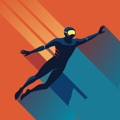 Professional Swimmer Diving Illustration