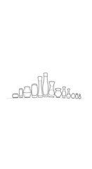Vase Collection Illustration Minimalist Outline on White
