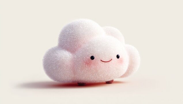 Fluffy, cheerful cloud character