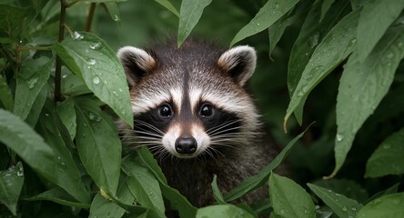 PeekaBoo, a Curious Face Among the Green An Animal Portrait in the Foliage.