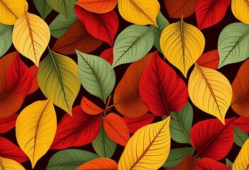 Obraz premium Abstract seamless leaf pattern Intricate design ideal for textile, wallpaper, and fabric printing, brown, illustration