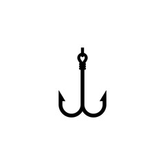 Double fishing hook. Vector icon and illustration on a white background.