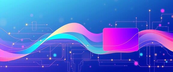 Abstract flat design illustration of data processing, computing, and information flow ,  hardware,  server