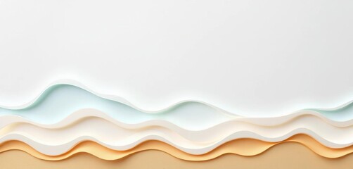 Abstract wavy background, paper cut sea waves & beach, textured paper effect ,   restaurant,  craft