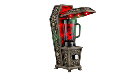 Coffin blender for halloween party on transparent background