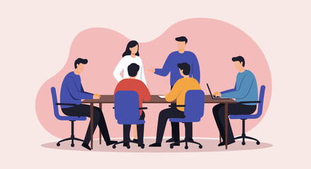 Team collaboration in a modern office meeting. Professionals discussing ideas and strategy, fostering teamwork and productivity. Ideal for business, corporate, and educational concepts.